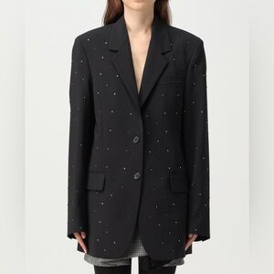 MSGM Black Blazer with Rhinestone Embellishments IT 40 US 6 NEW!